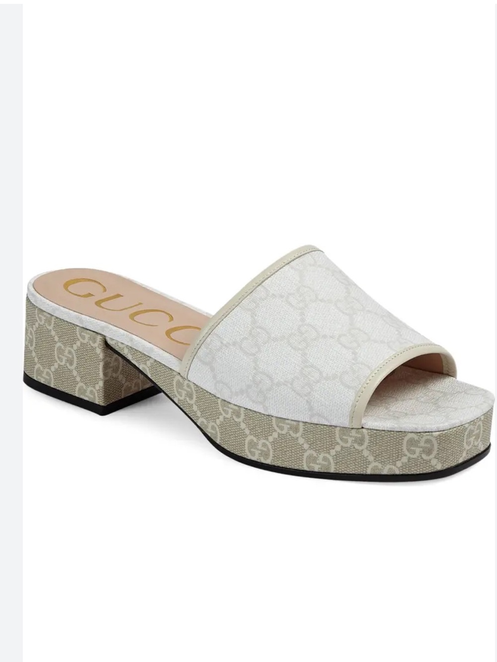 GUCCI
GG Supreme Monogram Malaga Kid Platform Mule Sandals White Mystic White